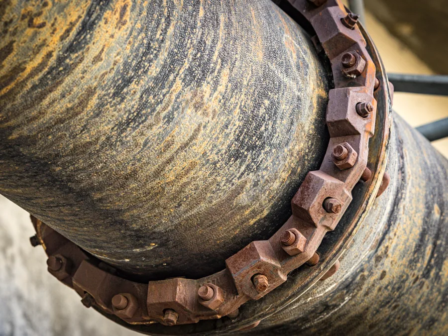 Bolted flange connection on heavy industrial pipework