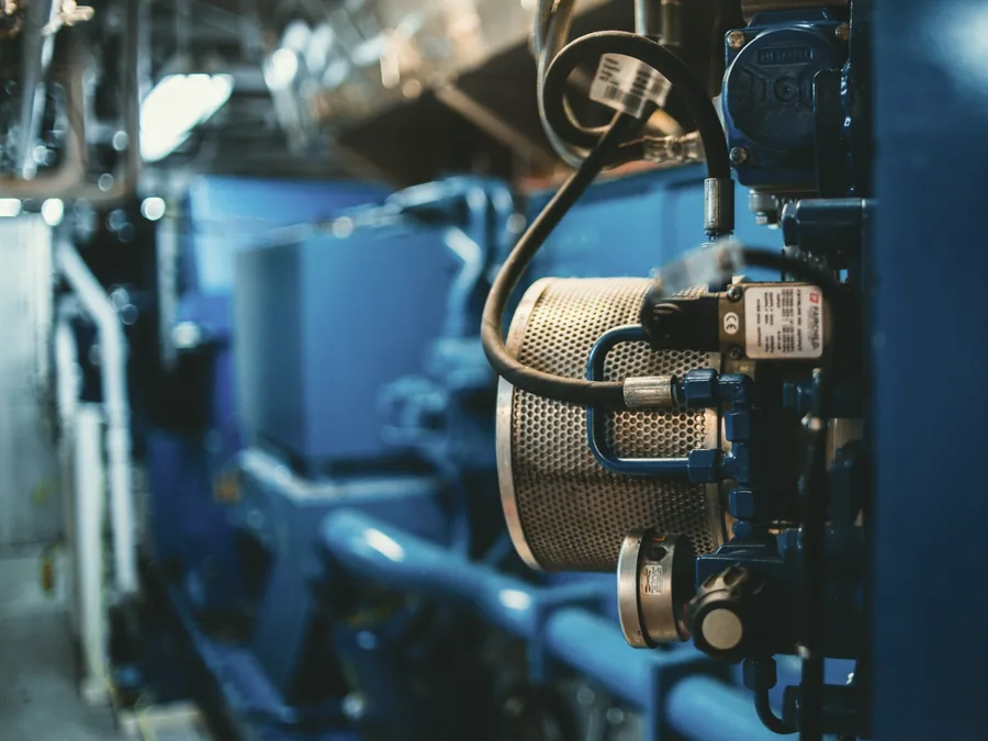 Marine engine room machinery with instrumentation