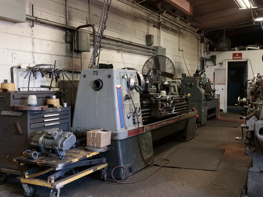 Engineering workshop with lathes and machine tools