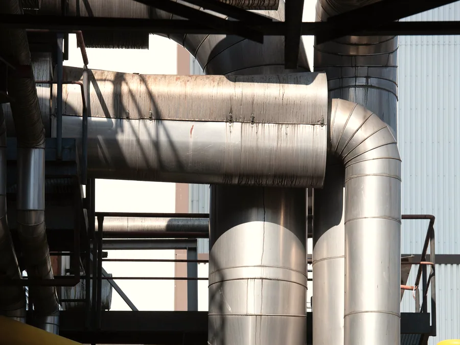 Stainless ducting and vessels in a machinery space
